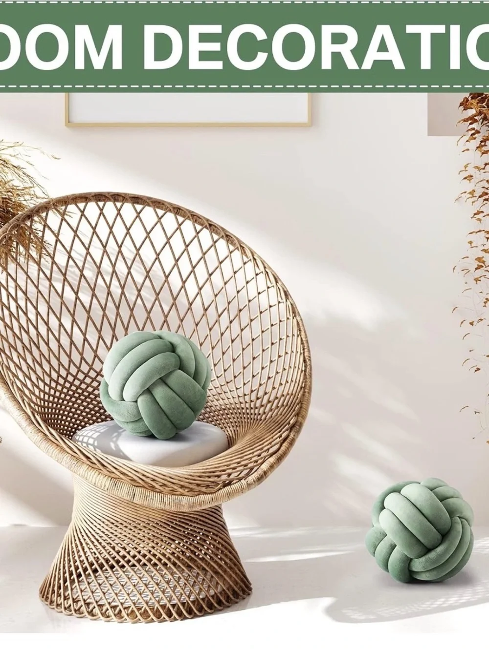 Namalu 10.6 Inches 2 Pcs Knot Pillows Decorative Throw Pillow, Dark Green